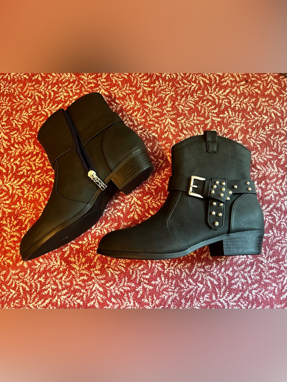 Jessica Simpson Black Studded Buckle Ankle Boots